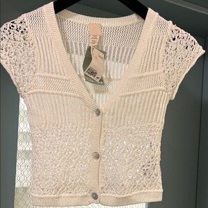 H&M TREND Collection Cream Crochet Knit Cardigan Size XS BRAND NEW WITH TAG
